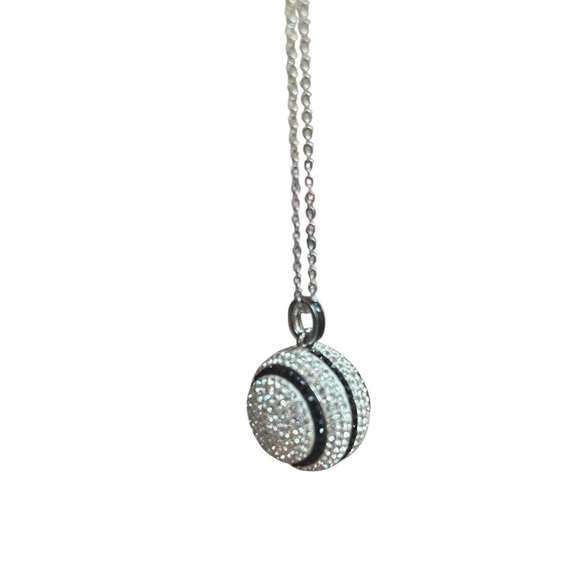 Swarovski Pendant-disco ball- black and white-27.5” necklace-silver/rhodium - Picture 2 of 4